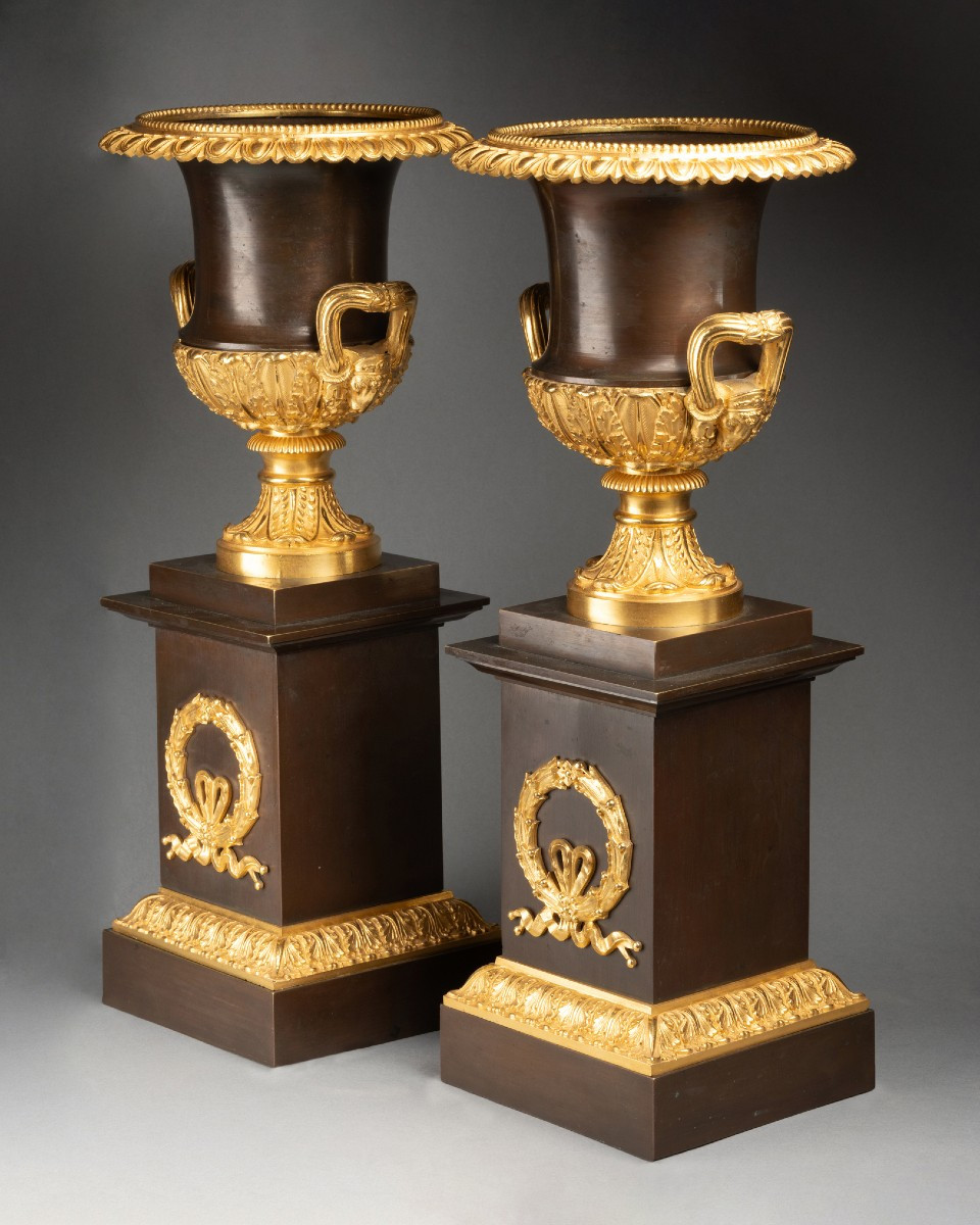 Paire De Vases Médicis En Bronze, XIXe Siècle -photo-2