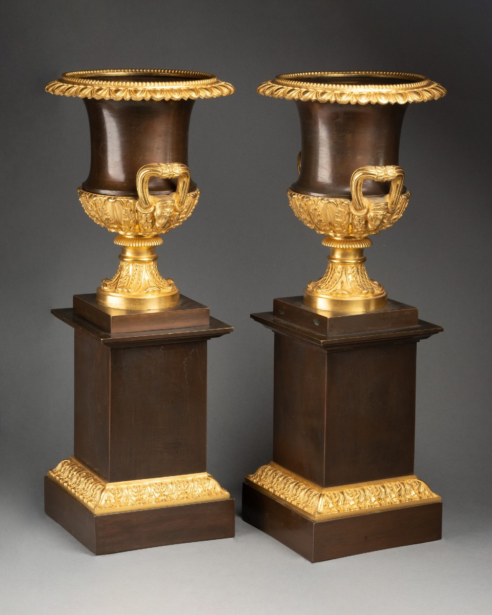 Paire De Vases Médicis En Bronze, XIXe Siècle -photo-3