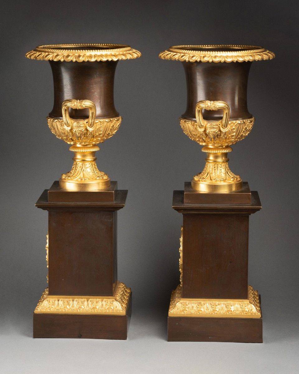 Paire De Vases Médicis En Bronze, XIXe Siècle -photo-4