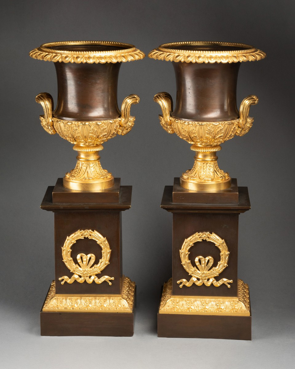 Paire De Vases Médicis En Bronze, XIXe Siècle 