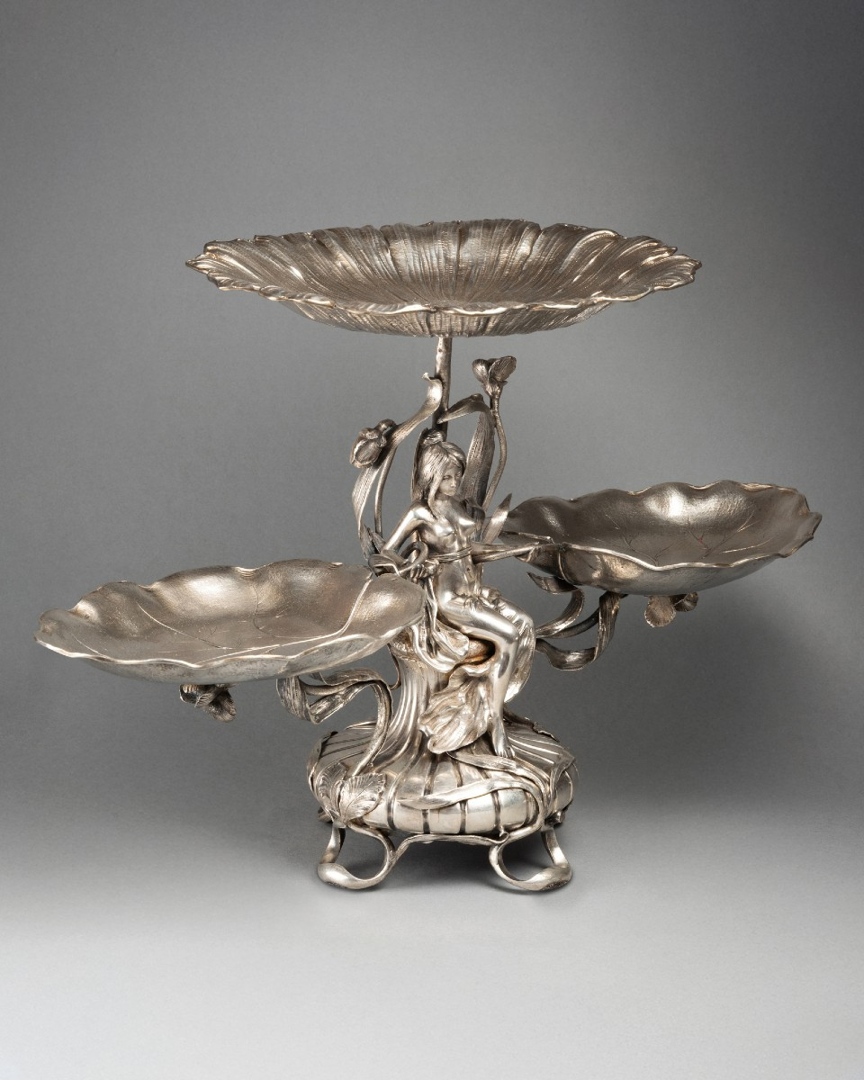 Présentoir Art Nouveau En Argent Massif, XIXe Siècle -photo-2