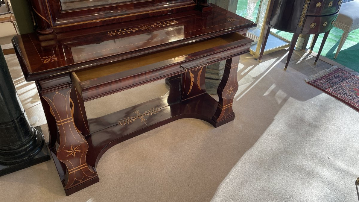 French Restoration Period Console Table And Mirror, 19th Century-photo-3