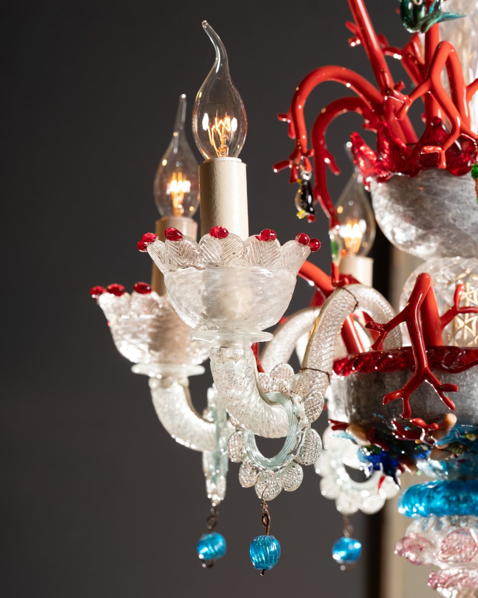 Murano Glass Chandelier, Marine Decor, Circa 1950-photo-2