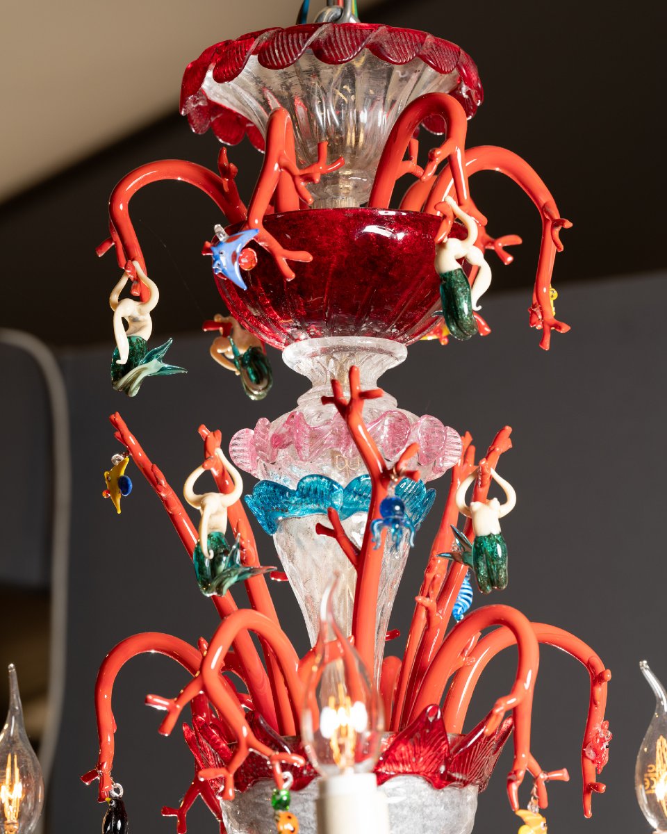 Murano Glass Chandelier, Marine Decor, Circa 1950-photo-3
