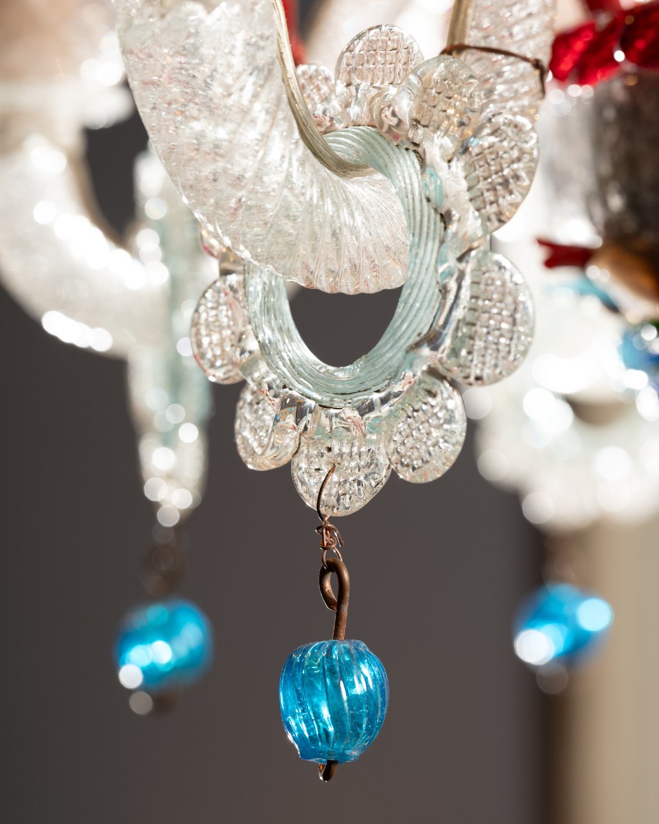 Murano Glass Chandelier, Marine Decor, Circa 1950-photo-3