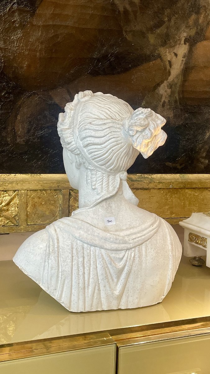Plaster Bust, Antique Style, Late 19th Century-photo-4