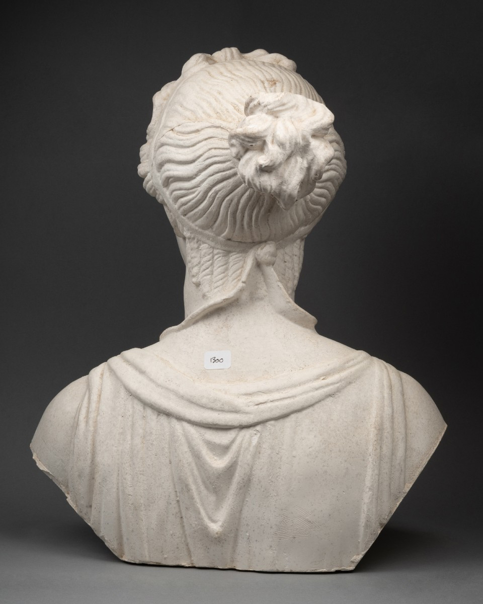 Buste En Plâtre, Style Antique, Fin XIXe Siècle -photo-1