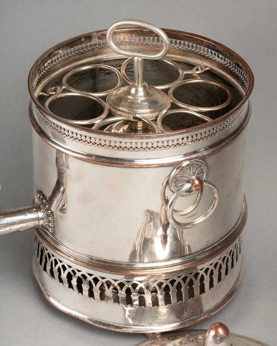 Chauffe Œuf (Egg Coddler / Egg Boiler) en Métal Argenté, début XXe siècle-photo-2