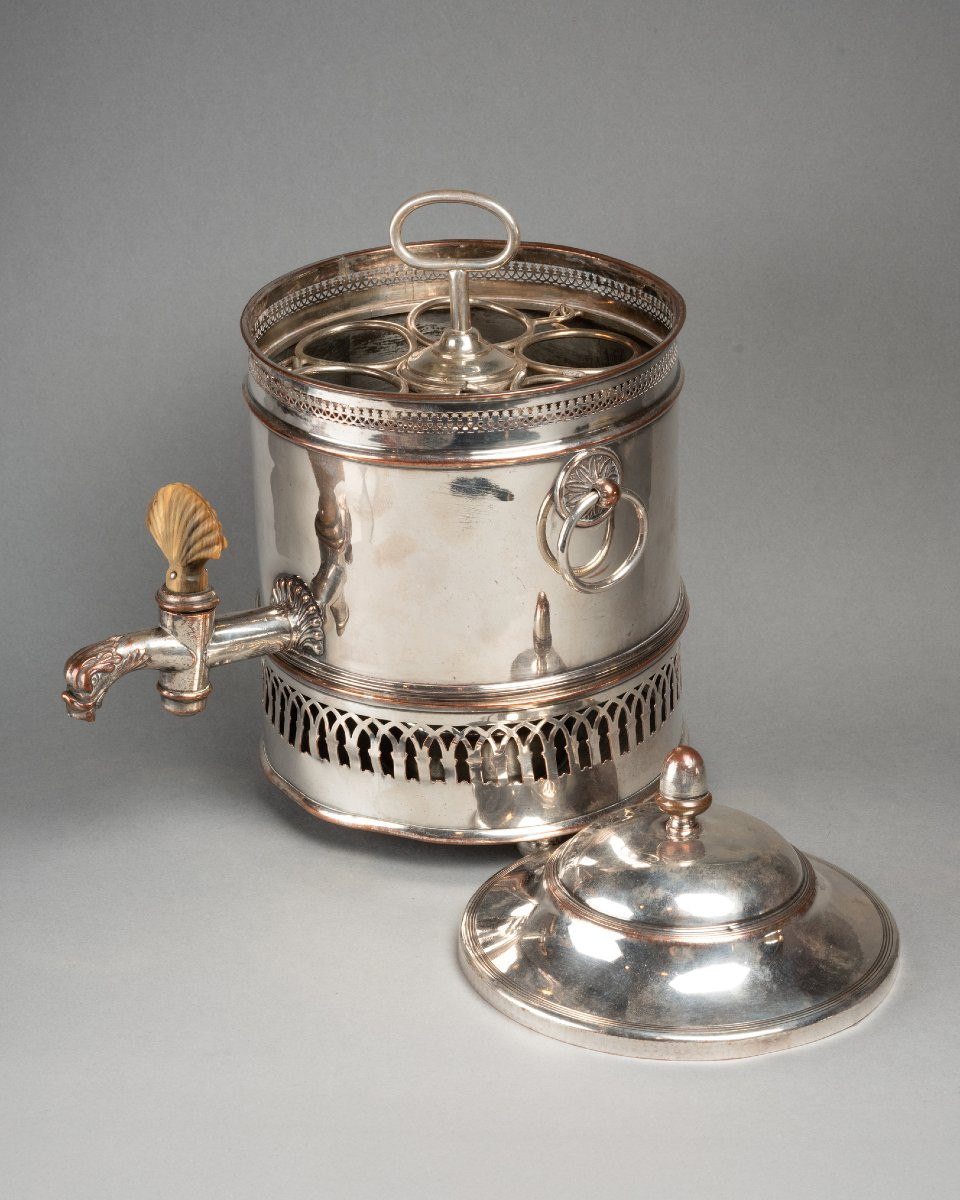Chauffe Œuf (Egg Coddler / Egg Boiler) en Métal Argenté, début XXe siècle-photo-3