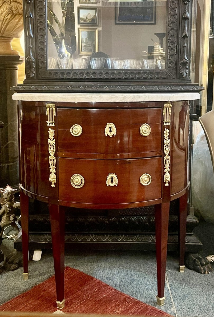 Console demie lune en acajou estampillée Claude-Mathieu Magnien (1741 - 1829), XVIIIe siècle -photo-4