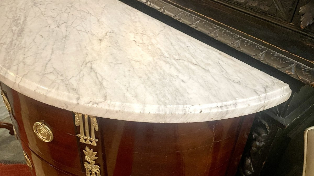 Console demie lune en acajou estampillée Claude-Mathieu Magnien (1741 - 1829), XVIIIe siècle -photo-3