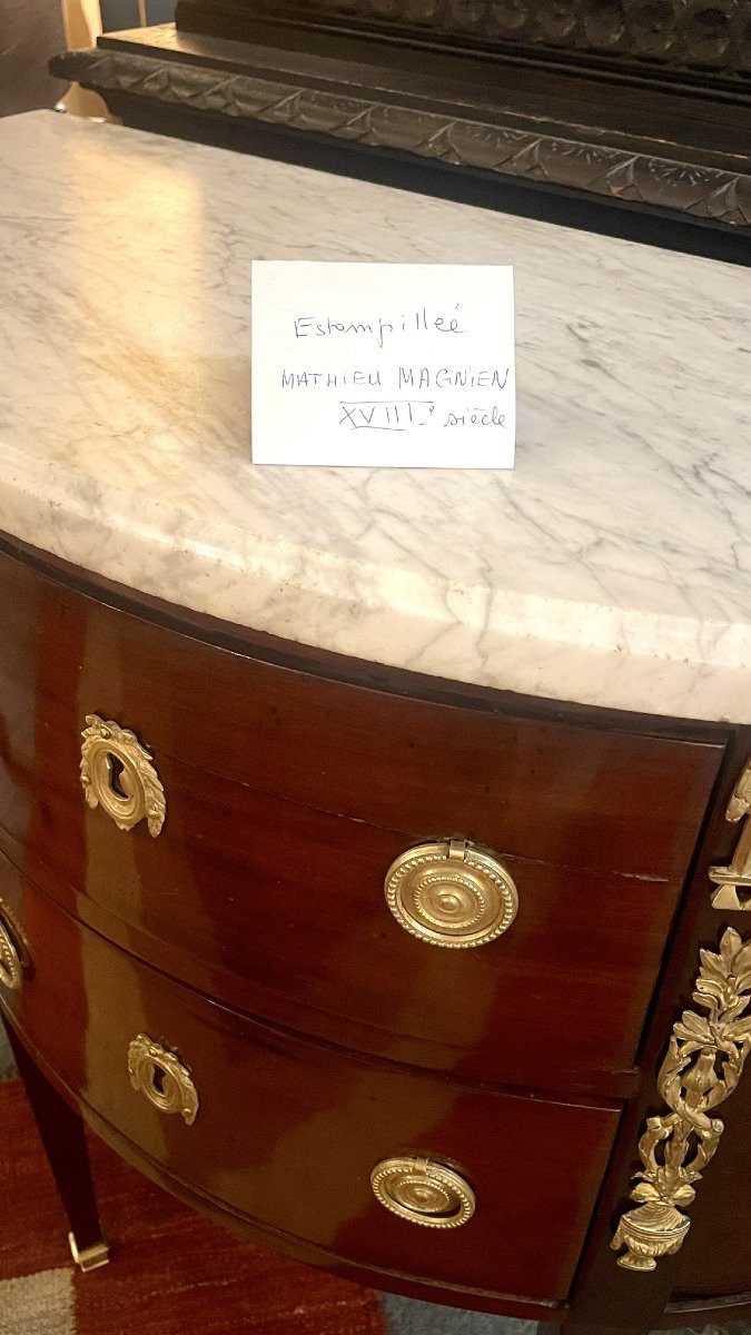 Console demie lune en acajou estampillée Claude-Mathieu Magnien (1741 - 1829), XVIIIe siècle -photo-8