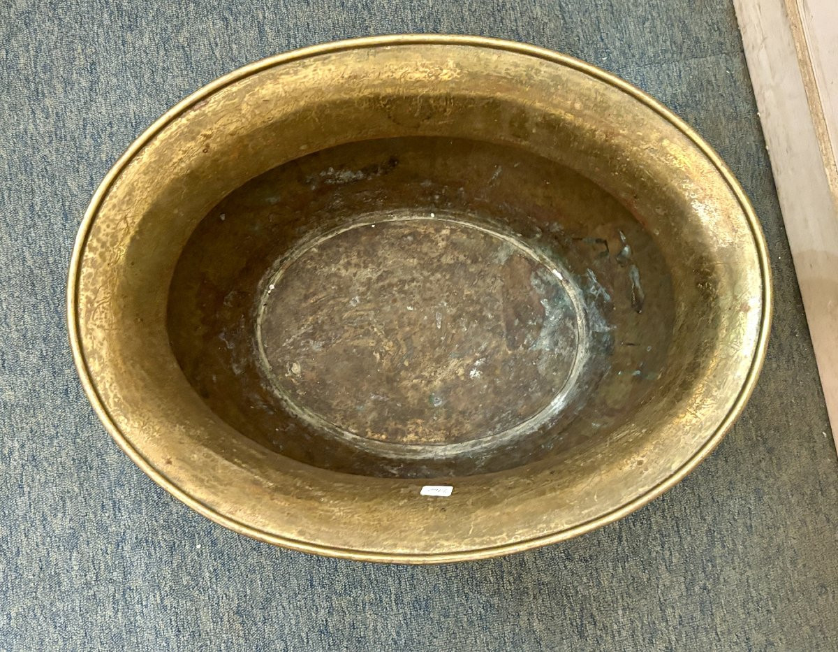 Hammered Brass Jardinière, 19th Century-photo-5