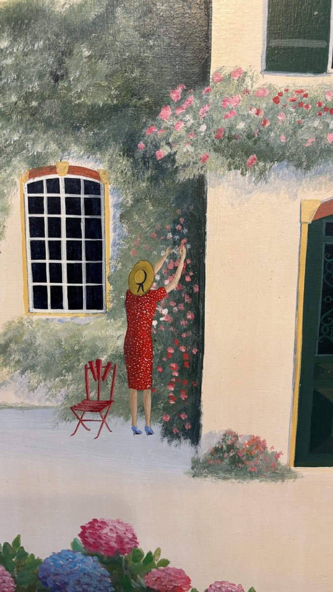 Alain Bonnec (born In 1952), The House With Rosebushes, 20th Century-photo-3