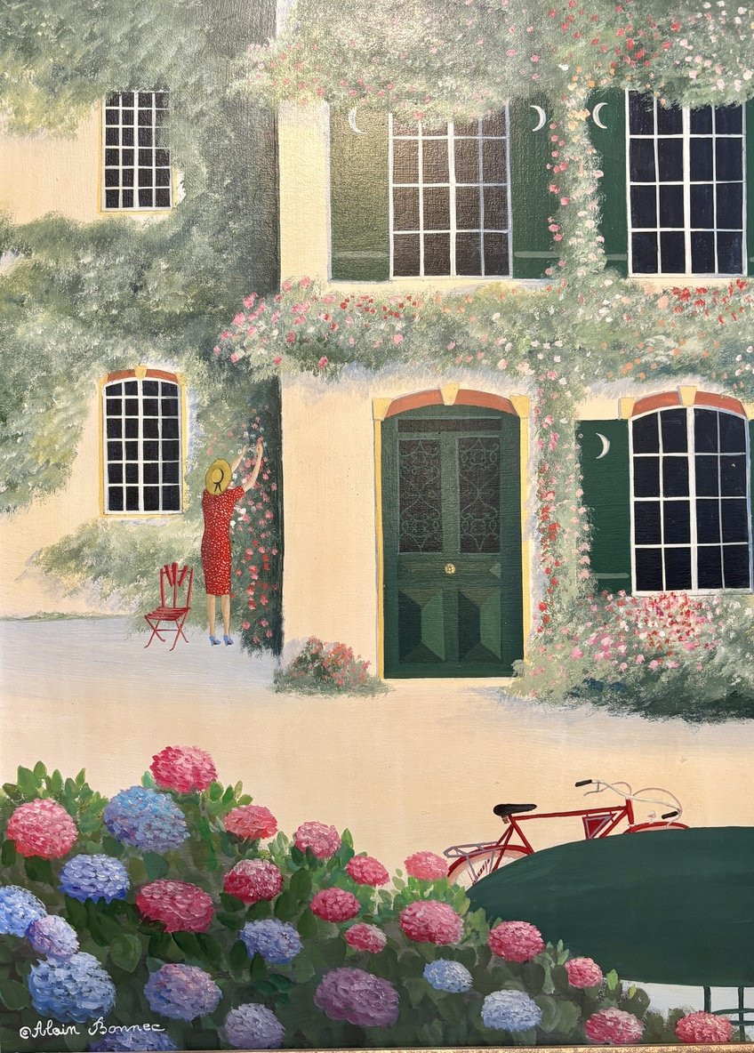 Alain Bonnec (born In 1952), The House With Rosebushes, 20th Century-photo-6