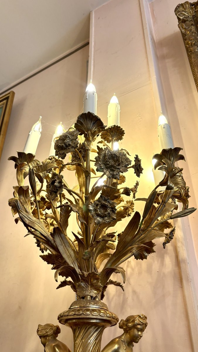 Grande lampe vase aux sirènes, XIXe siècle -photo-1