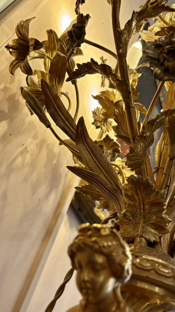 Grande lampe vase aux sirènes, XIXe siècle -photo-2