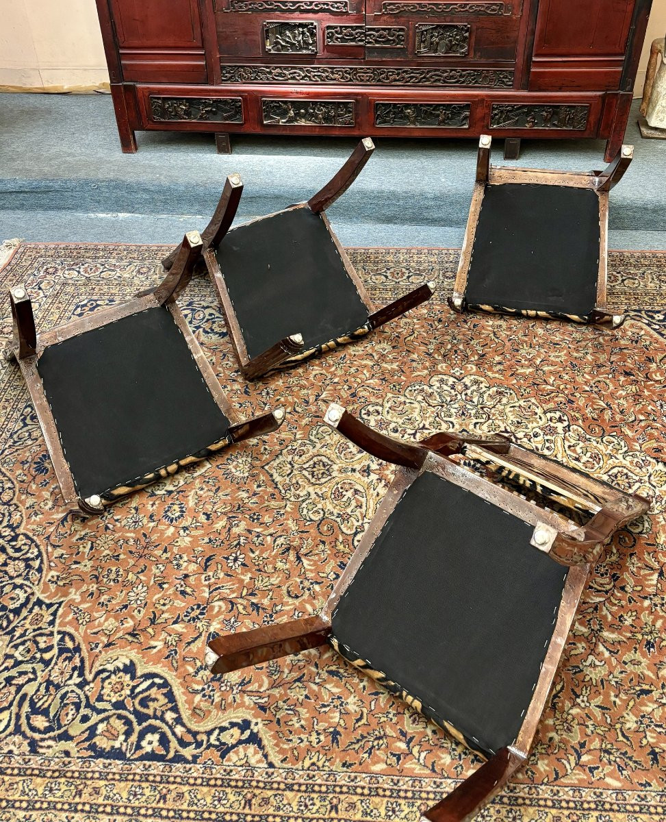 Four Art Deco Mahogany Chairs, Late 19th - Early 20th Century-photo-1