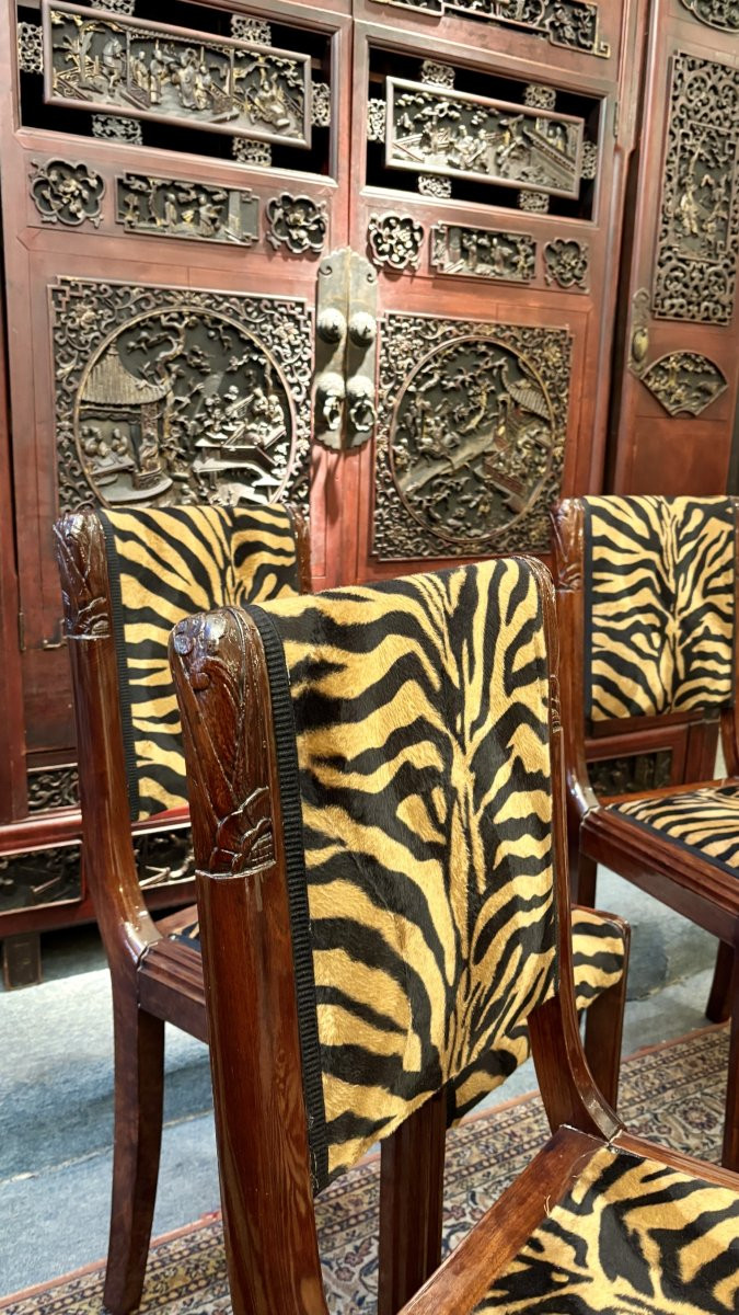 Four Art Deco Mahogany Chairs, Late 19th - Early 20th Century-photo-7