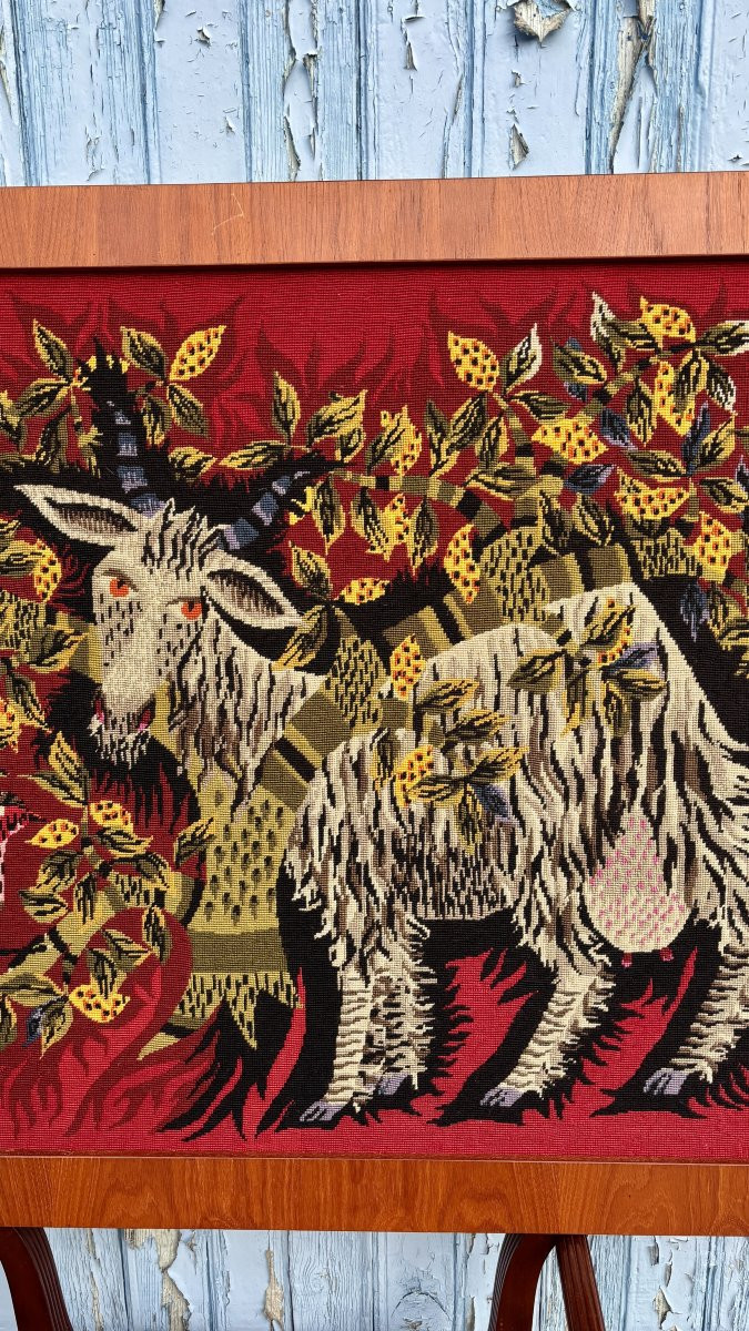 Canevas à l’aiguille dans le goût de Jean Lurçat, XXe siècle-photo-4