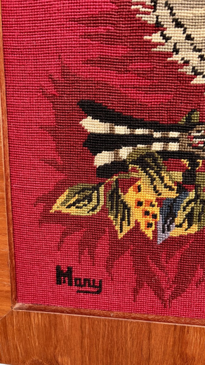 Canevas à l’aiguille dans le goût de Jean Lurçat, XXe siècle-photo-1