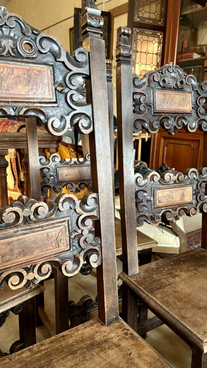 Set Of Six (6) Chairs, Spain, Late 19th Century-photo-3