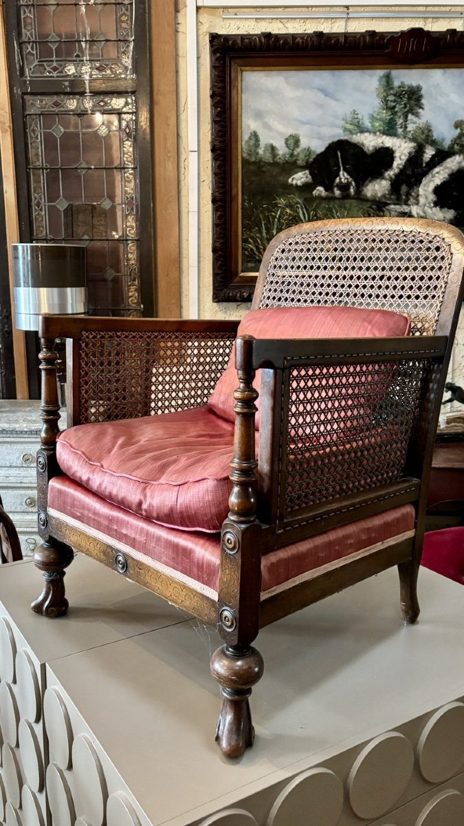 Cane Armchair, Likely English, 19th Century-photo-2