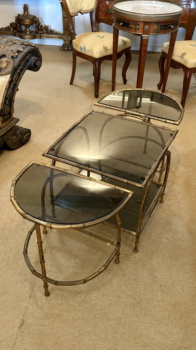 Jansen Style Coffee And Side Tables, 20th Century-photo-3