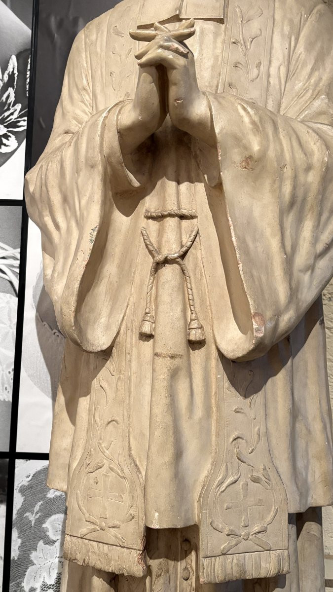 Patinated Terracotta Sculpture Of The Curé Of Ars, 20th Century-photo-3