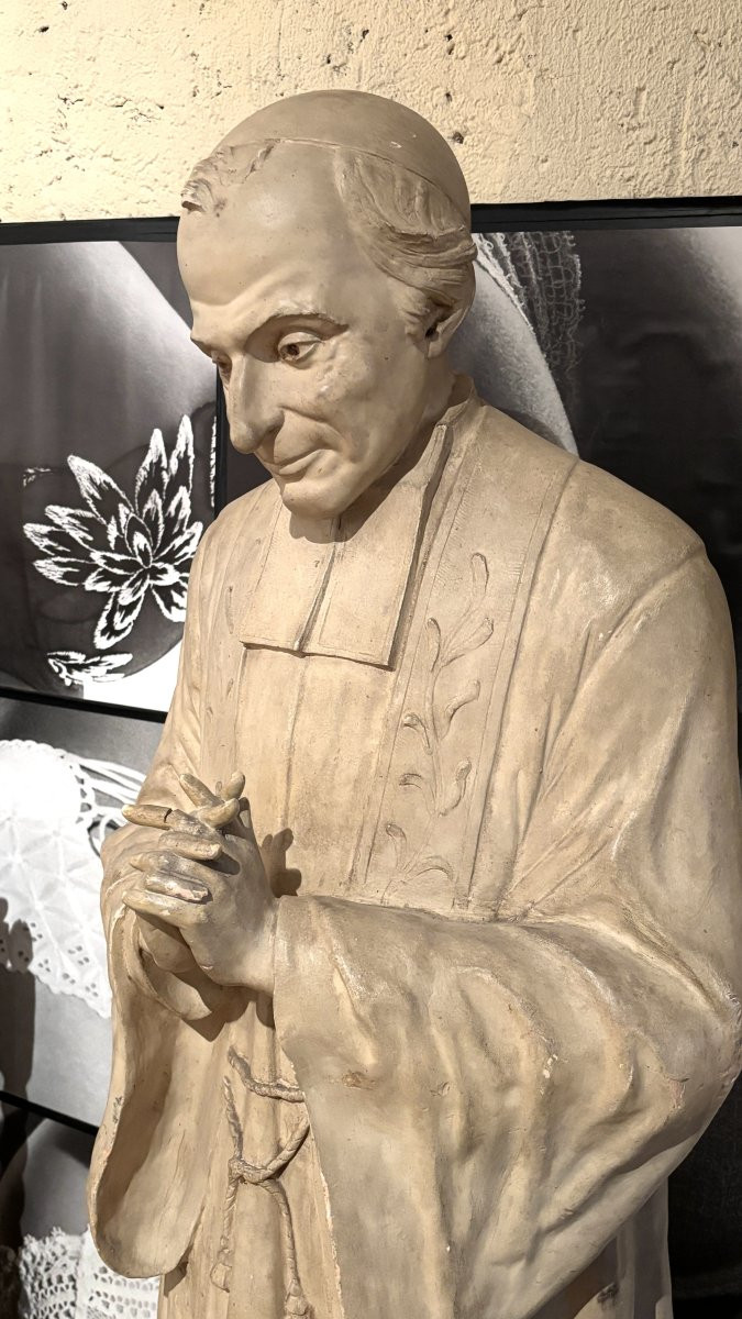 Patinated Terracotta Sculpture Of The Curé Of Ars, 20th Century-photo-4