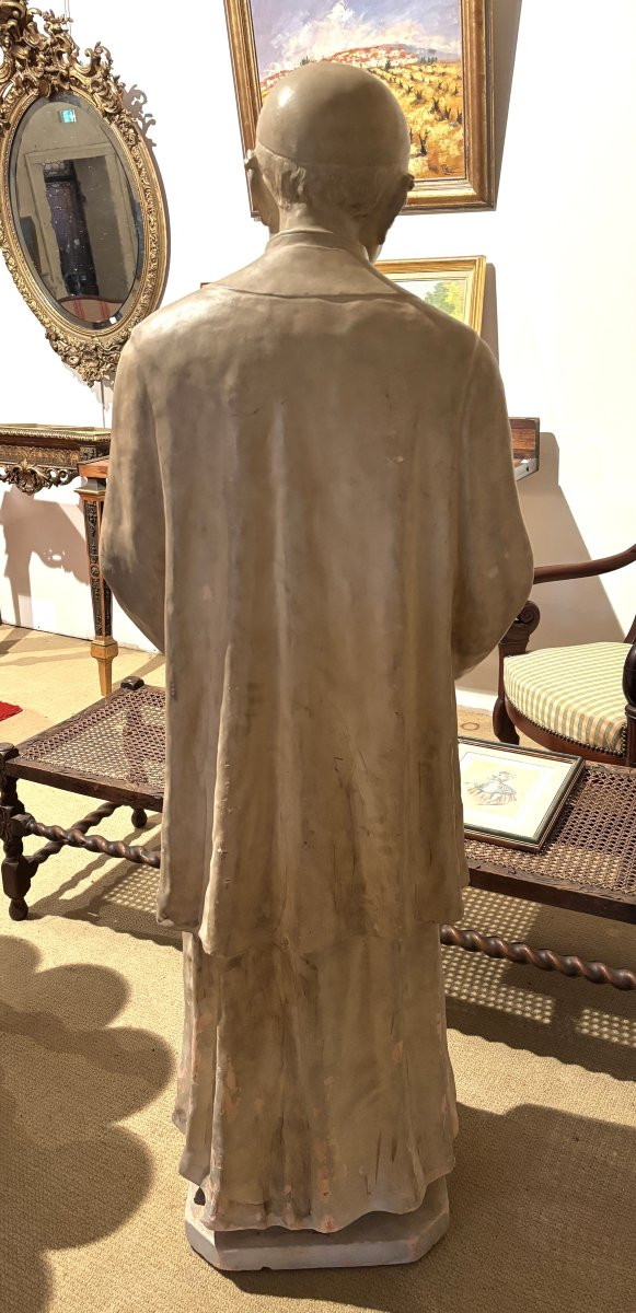 Patinated Terracotta Sculpture Of The Curé Of Ars, 20th Century-photo-1