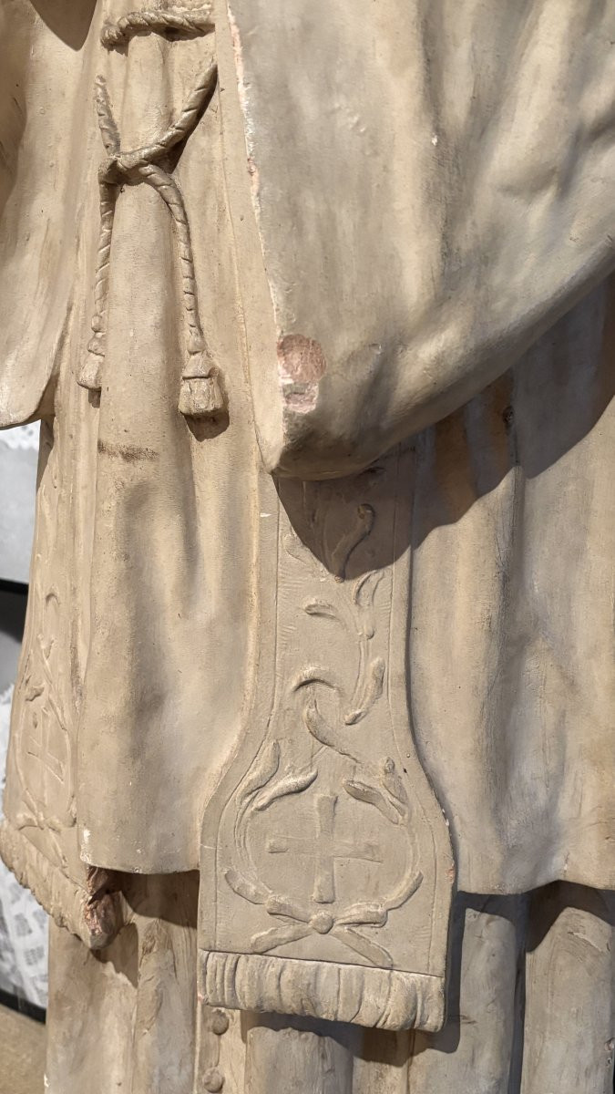 Patinated Terracotta Sculpture Of The Curé Of Ars, 20th Century-photo-2