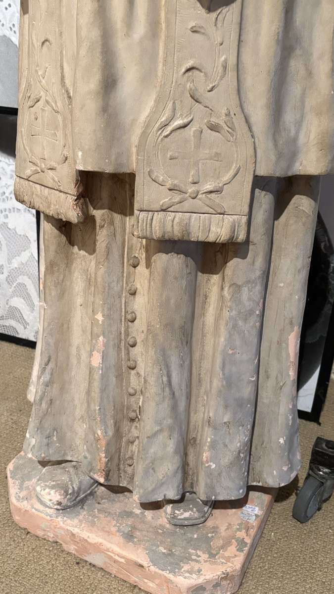 Patinated Terracotta Sculpture Of The Curé Of Ars, 20th Century-photo-3