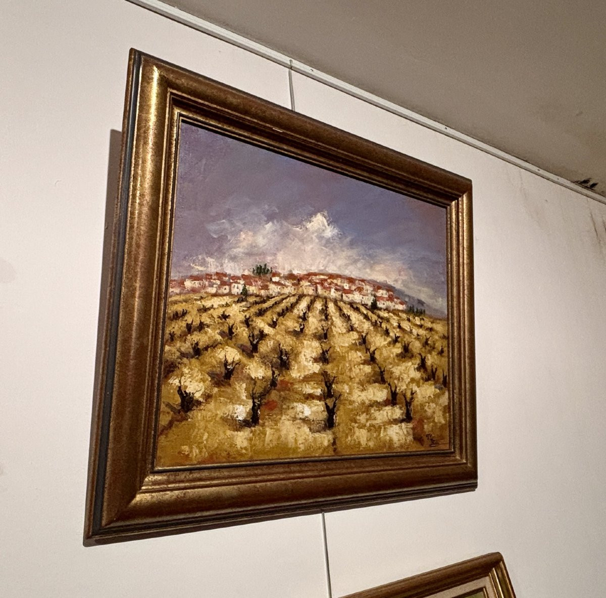 Oil On Canvas, "the Vineyard," Signed Marie-claude Trehet.-photo-3