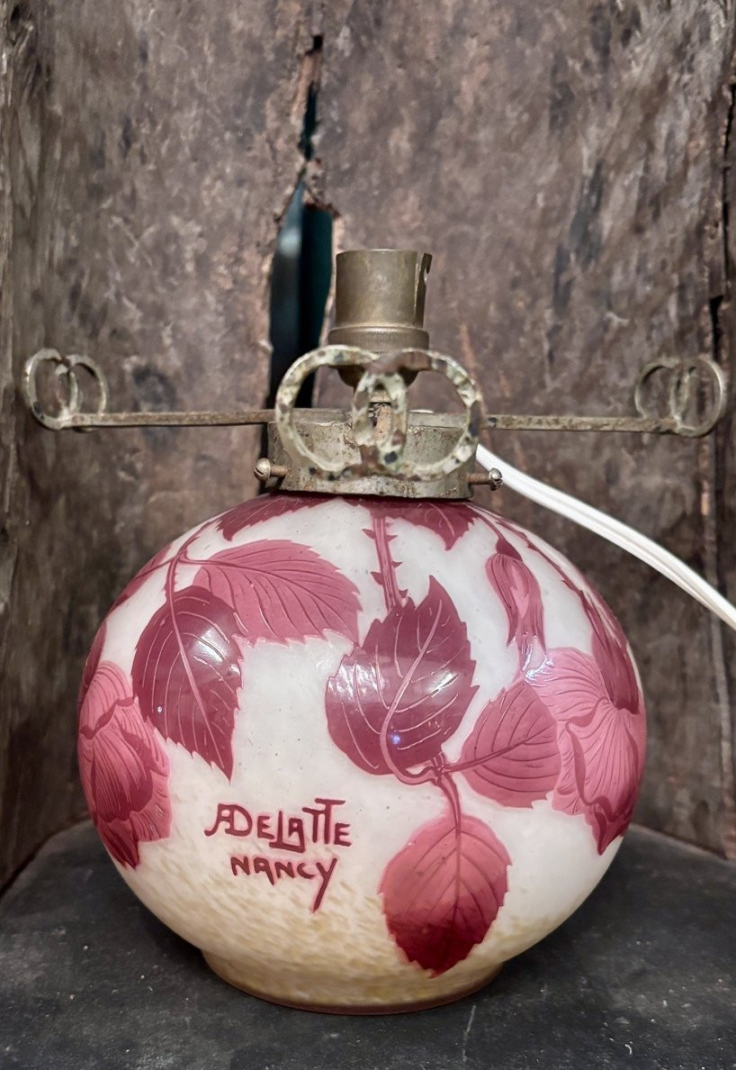 Pied de lampe Art Nouveau signé André Adelatte, XXe siècle-photo-4