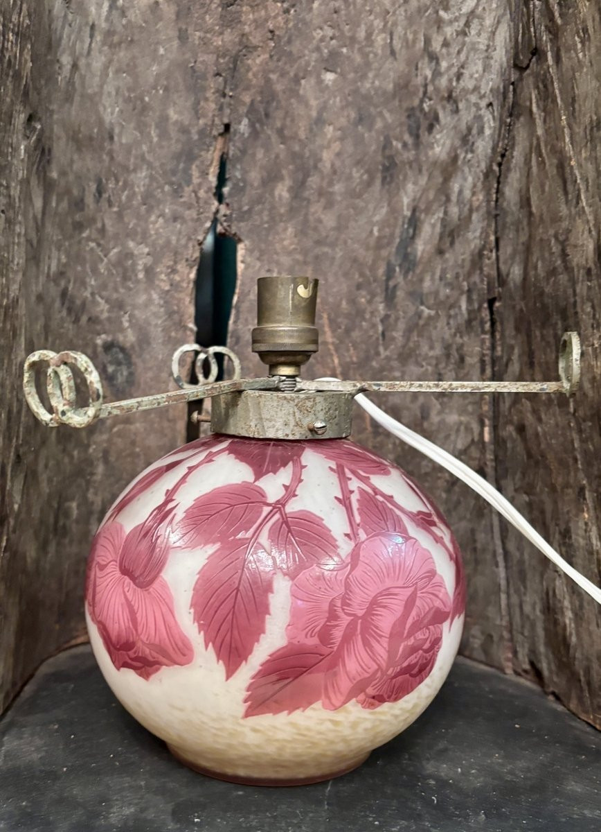 Pied de lampe Art Nouveau signé André Adelatte, XXe siècle-photo-3