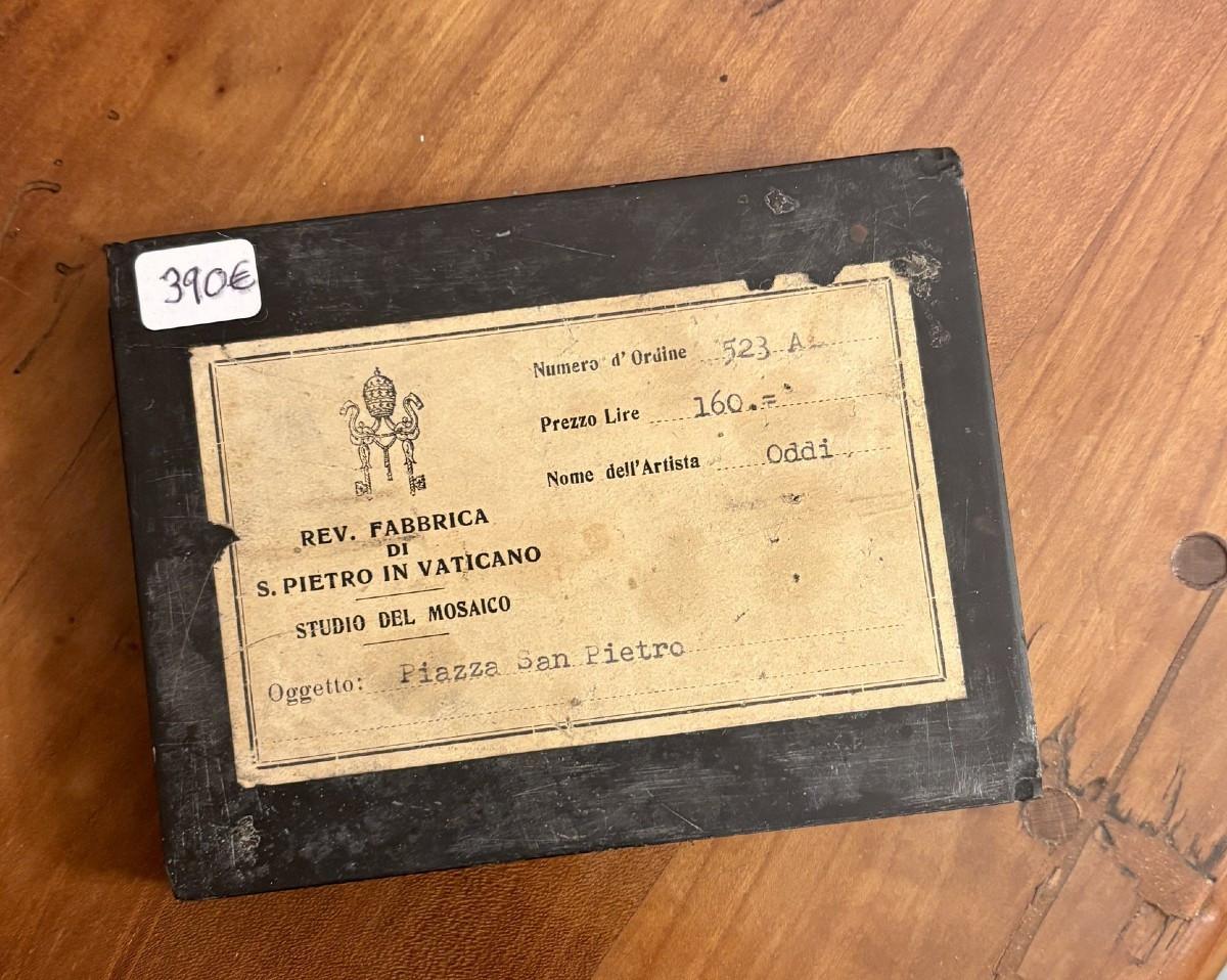 Marble And Micromosaic Paperweight, Vatican Workshop, XIXth Century-photo-1