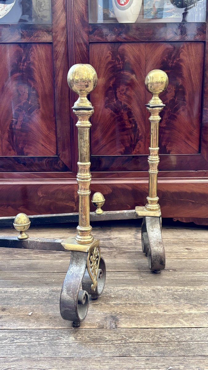 Pair Of Bronze Andirons, 19th Century-photo-2