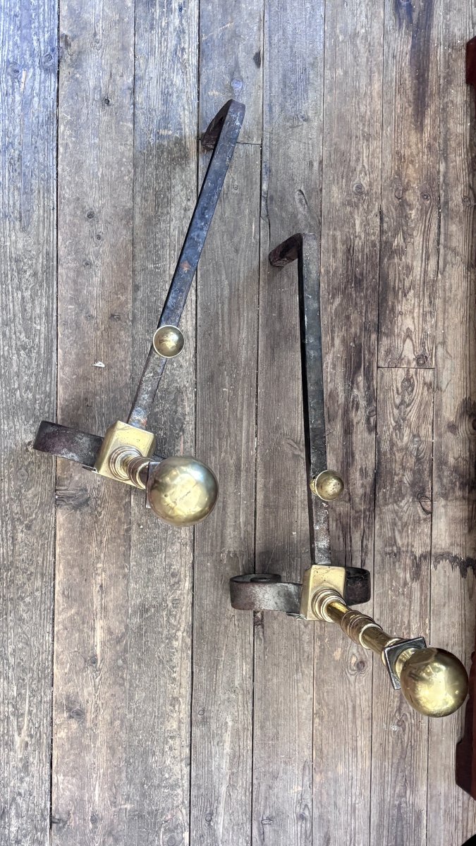 Pair Of Bronze Andirons, 19th Century-photo-2