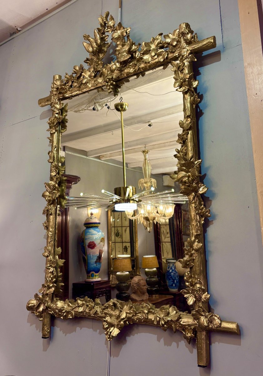 Miroir doré, style Louis XVI, XIXe siècle-photo-2