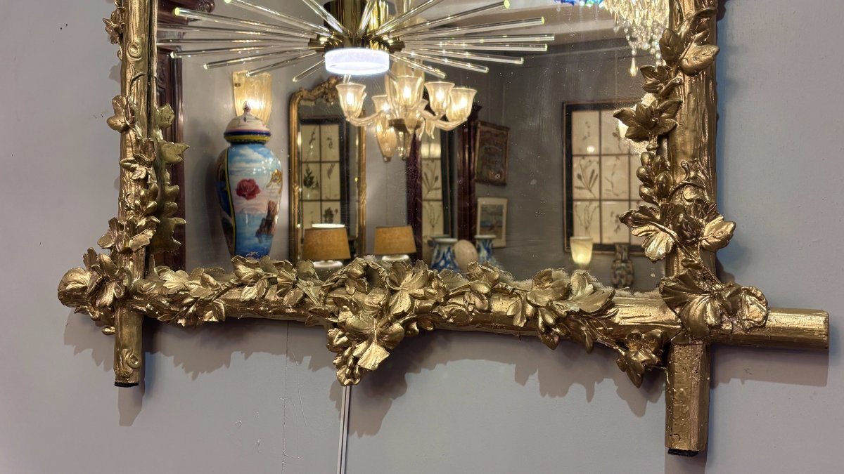 Miroir doré, style Louis XVI, XIXe siècle-photo-3