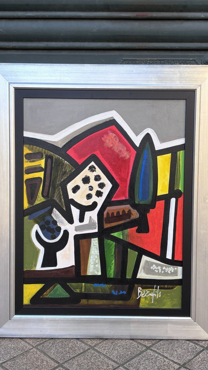 Jean-luc Beaufils (born In 1953), Landscape With Fir Tree, Mixed Media-photo-4