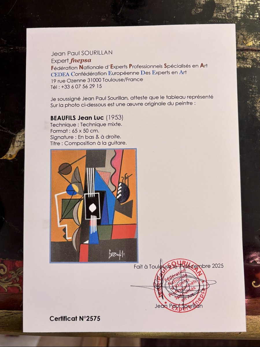 Jean-Luc BEAUFILS (né en 1953), Composition à la guitare, technique mixte-photo-2