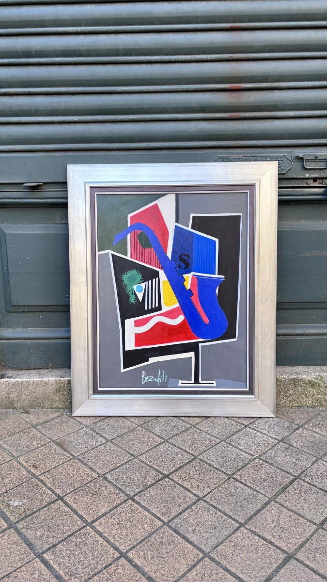 Jean-luc Beaufils (1953), Composition With Saxophone. Mixed Media