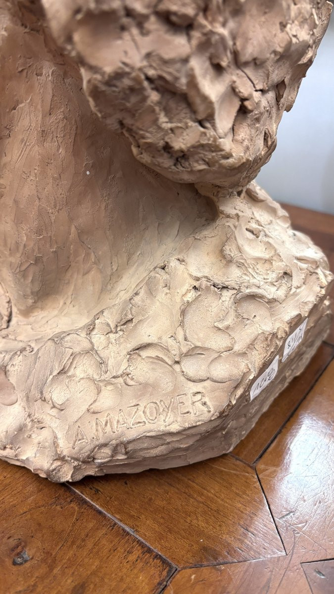 Terracotta Bust Of Beethoven, Signed A. Mazoyer, Late 19th/early 20th Century-photo-3