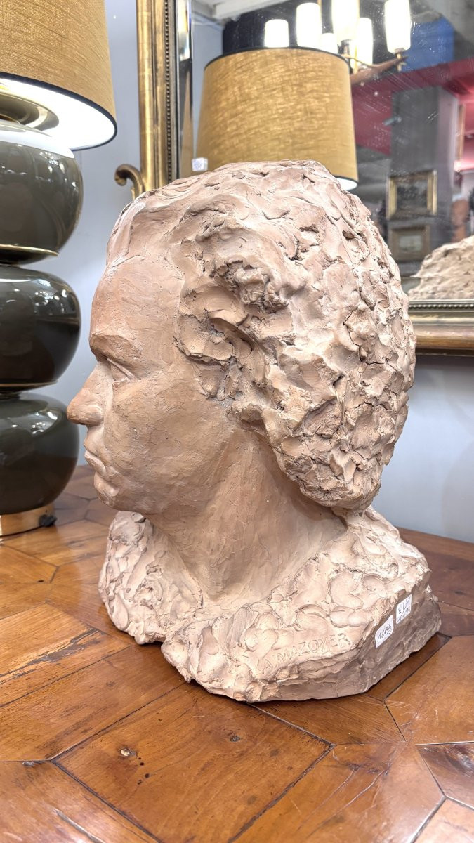 Terracotta Bust Of Beethoven, Signed A. Mazoyer, Late 19th/early 20th Century-photo-6