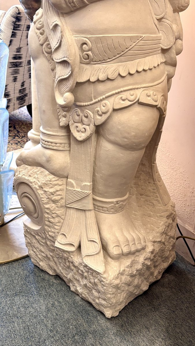 Sculpture en pierre figurant le héros Hanumān, XXe siècle-photo-3