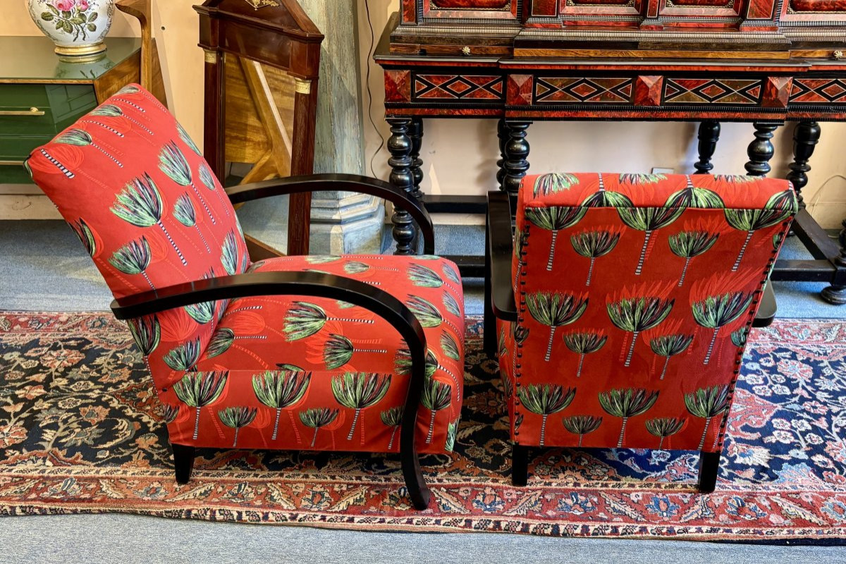 Pair Of Art Deco Armchairs, 20th Century-photo-4