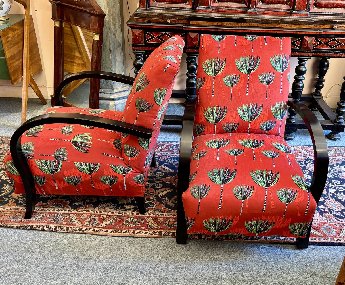 Pair Of Art Deco Armchairs, 20th Century