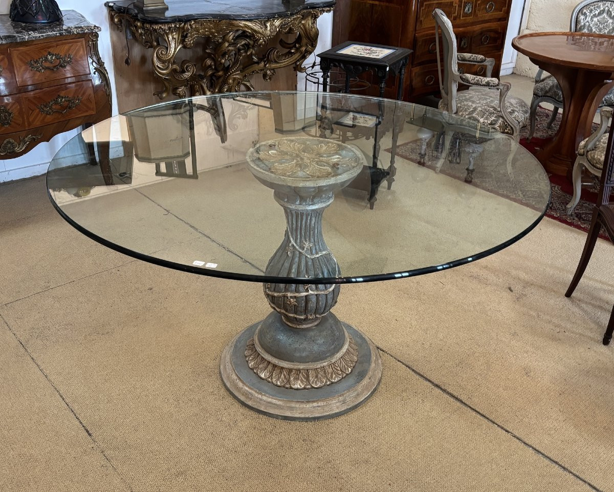 Table bois et verre, XXe siècle-photo-4